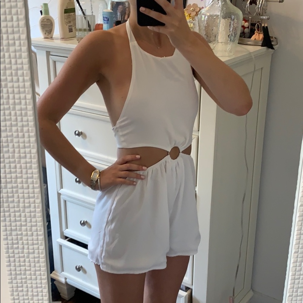 White romper with open back